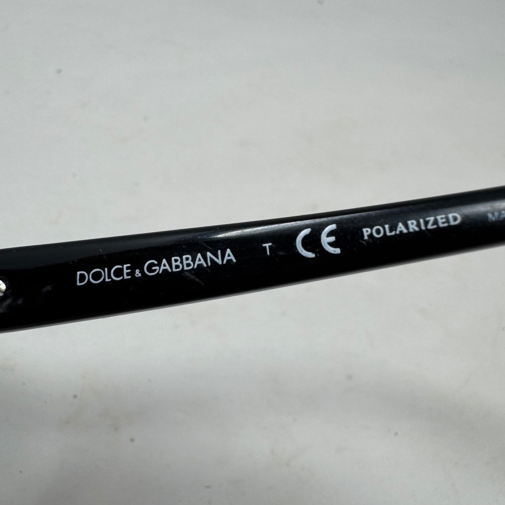 Dolce & Gabbana DG4163P Black Polarized Butterfly Sunglasses Silver Logo 501/T3 - Picture 5 of 7